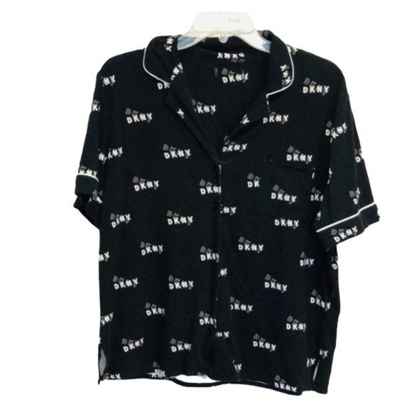 DKNY LOGO SLEEP top in black and white Medium - Picture 2 of 6